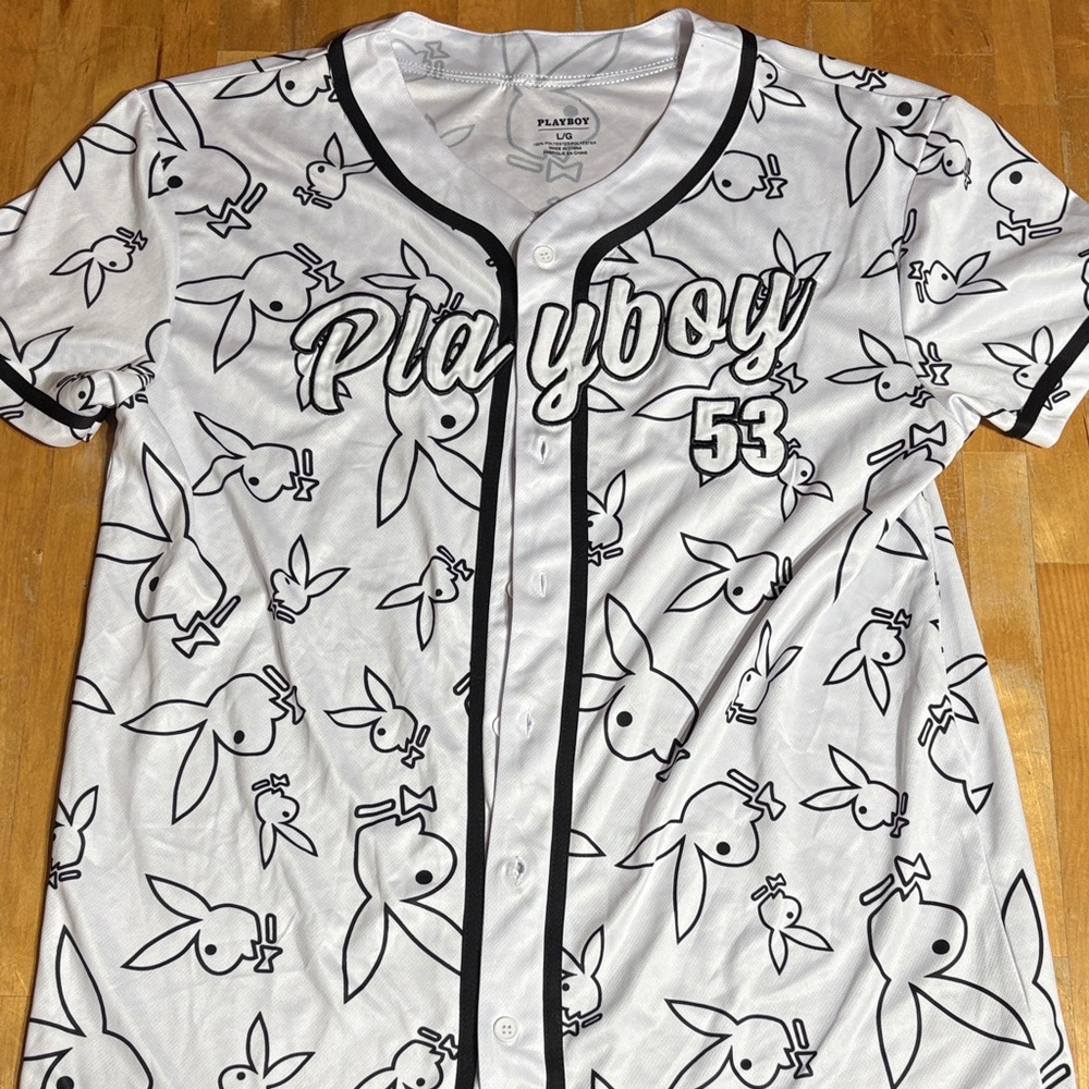 Playboy White and Black All Over Bunny Print Jersey
